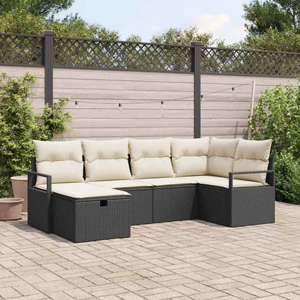 Bankstel 6 St 6-Aantal Zitplaatsen En Crème Poly Rattan