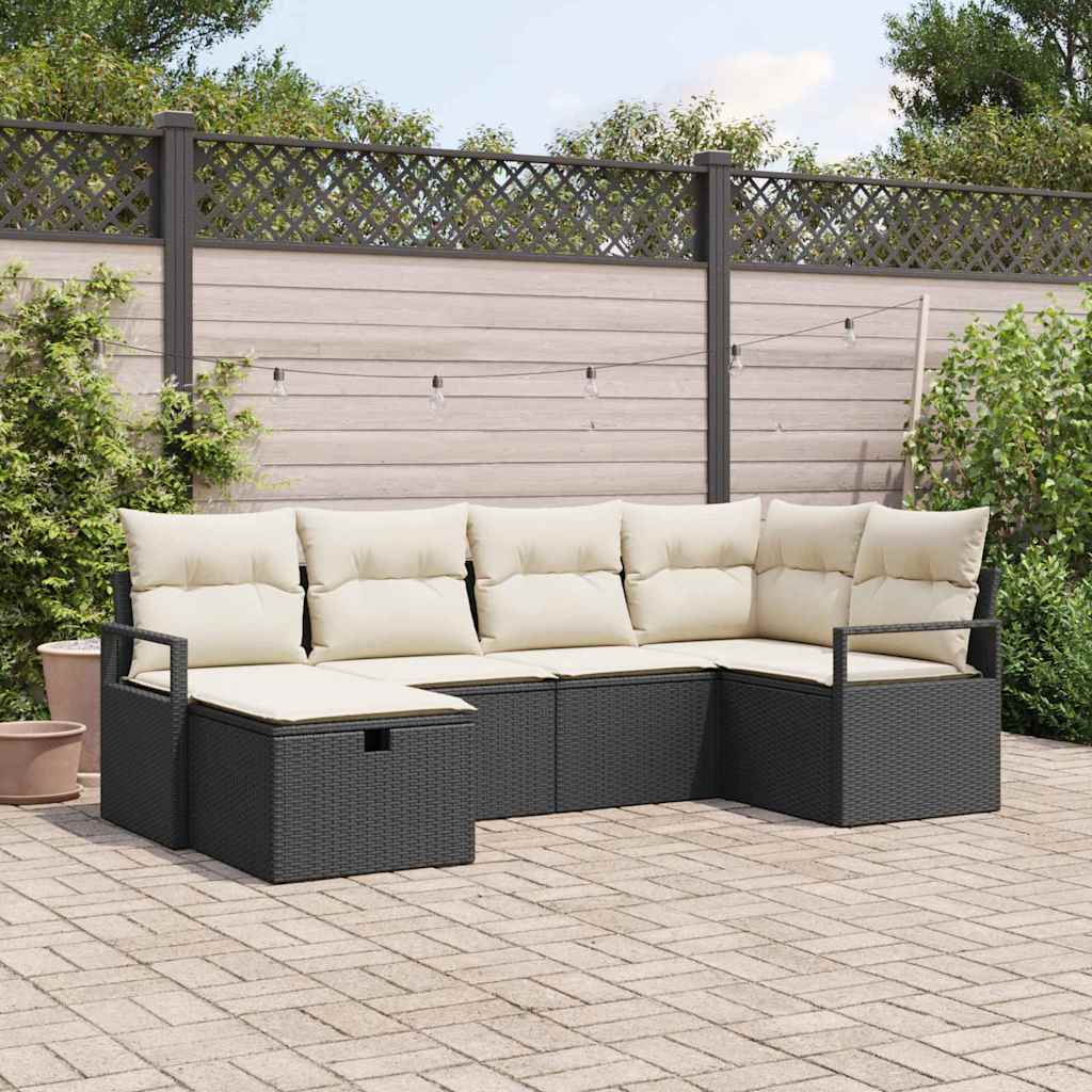 Bankstel Met Kussen Met Opslag 6 Pcs Poly Rattan