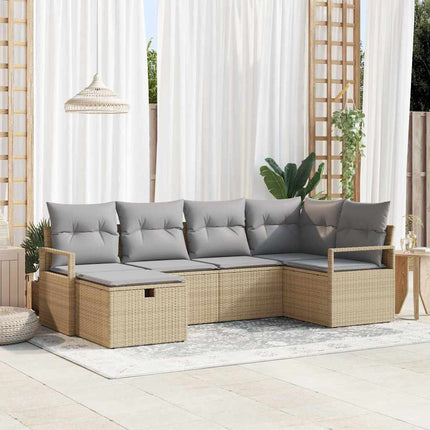 Bankstel 6 St 6-Aantal Zitplaatsen En Crème Poly Rattan