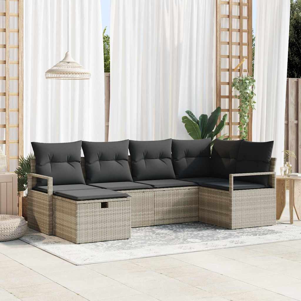 Bankstel Met Kussen Met Opslag 6 Pcs Poly Rattan