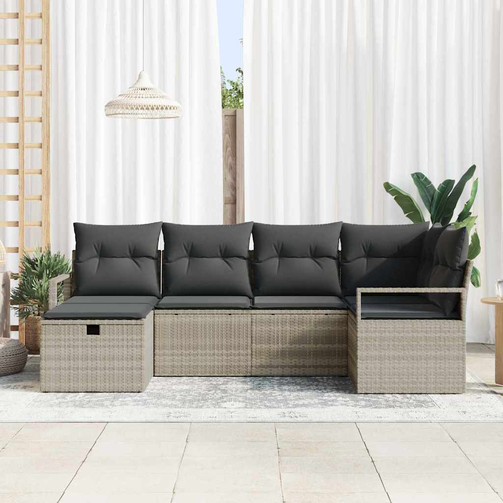 Bankstel Met Kussen Met Opslag 6 Pcs Poly Rattan