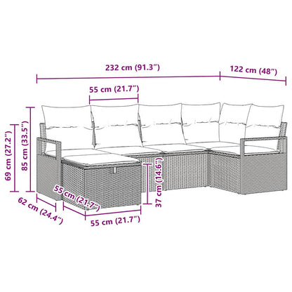 Bankstel Met Kussen Met Opslag 6 Pcs Poly Rattan