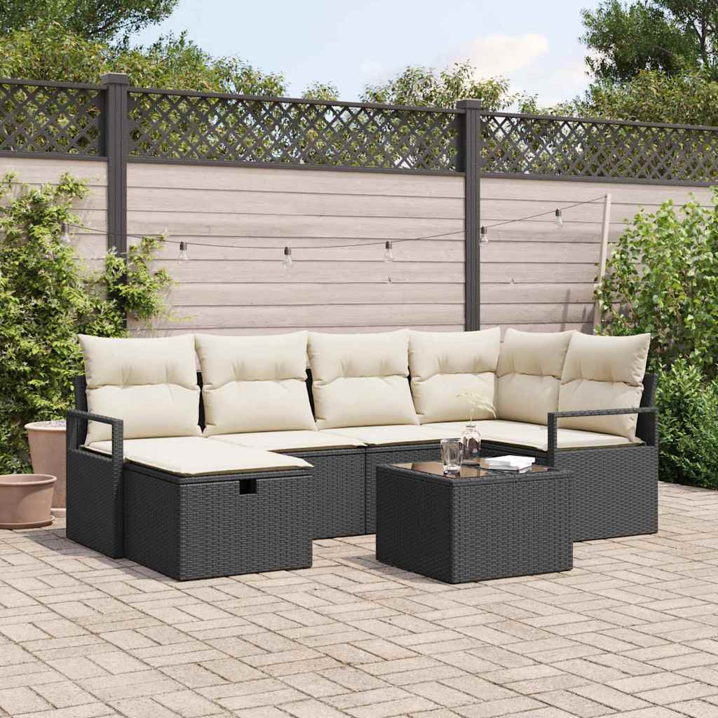 Bankstel Met Kussen Met Opslag 6 Pcs Poly Rattan