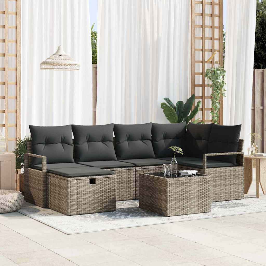 Bankstel Met Kussen Met Opslag 6 Pcs Poly Rattan