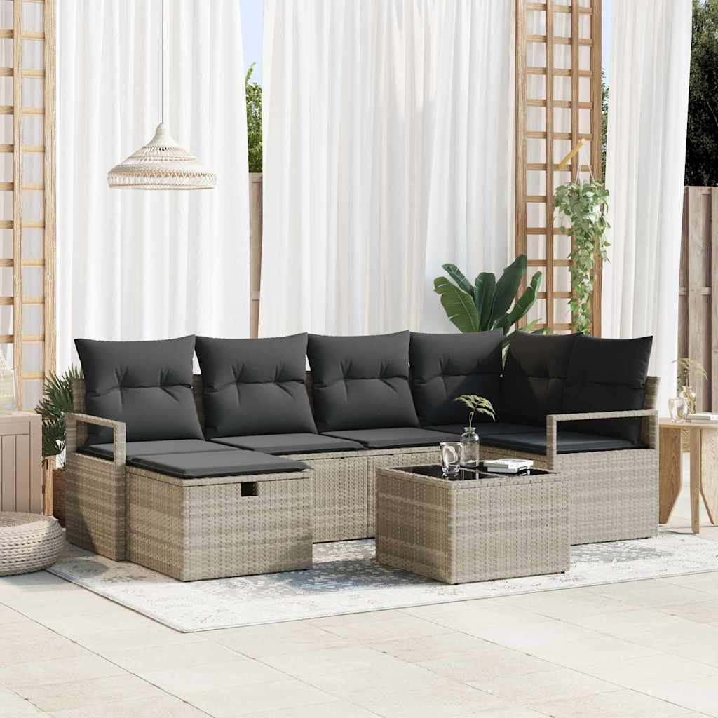 Bankstel Met Kussen Met Opslag 6 Pcs Poly Rattan
