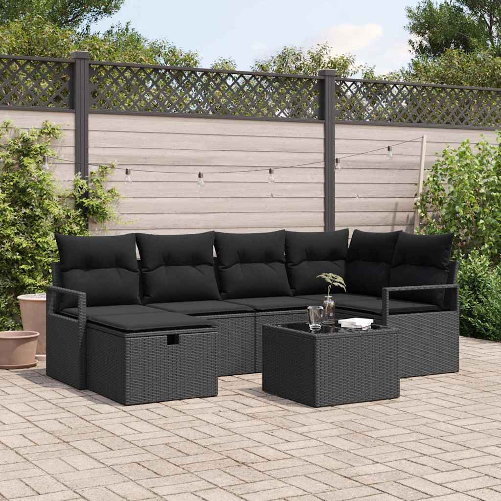 Bankstel Met Kussen Met Opslag 6 Pcs Poly Rattan