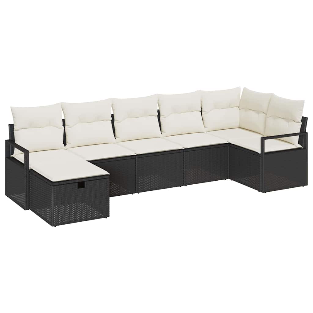 Bankstel Met Kussen Met Opslag 7 Pcs En Crème Poly Rattan