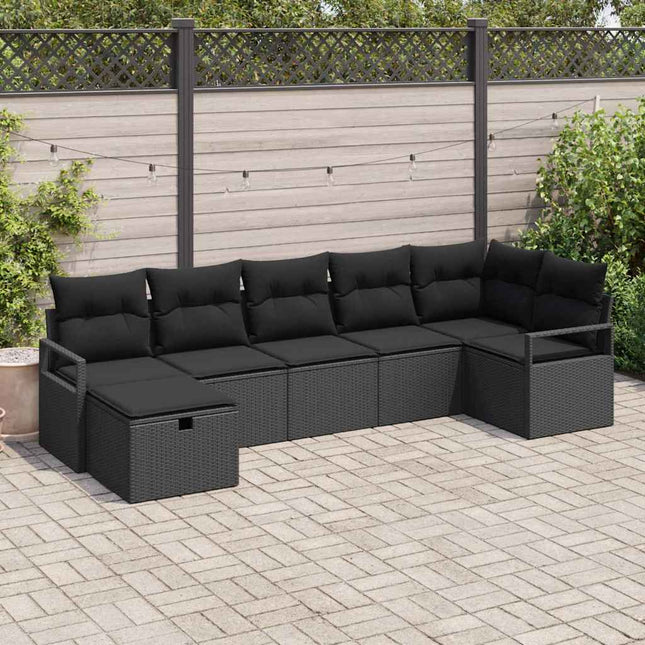 Bankstel Met Kussen Met Opslag 7 Pcs En Crème Poly Rattan