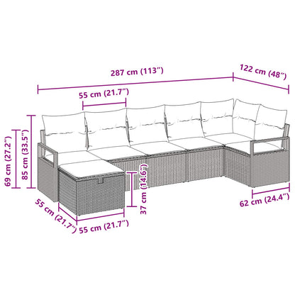Bankstel Met Kussen Met Opslag 7 Pcs En Poly Rattan