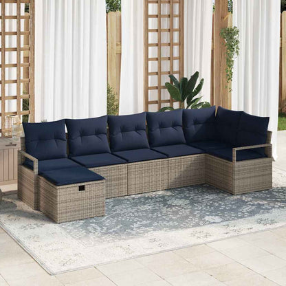 Bankstel Met Kussen Met Opslag 7 Pcs En Poly Rattan