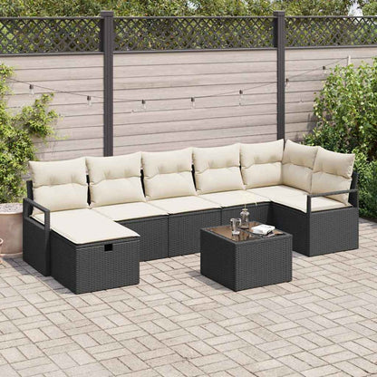 Bankstel Met Kussen Met Opslag 7 Pcs En Crème Poly Rattan