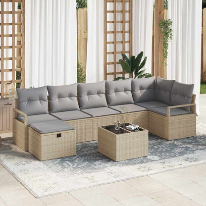 Bankstel Met Kussen Met Opslag 7 Pcs En Crème Poly Rattan