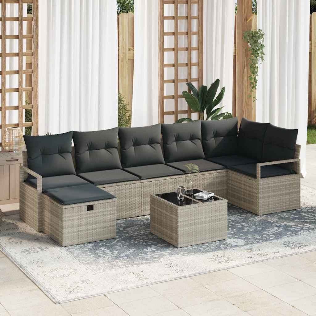 Bankstel Met Kussen Met Opslag 7 Pcs En Crème Poly Rattan