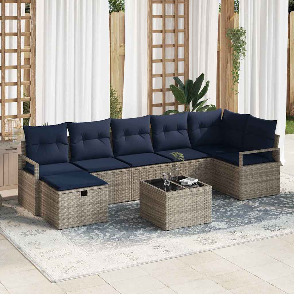 Bankstel Met Kussen Met Opslag 7 Pcs En Poly Rattan