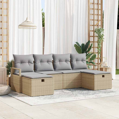Bankstel Met Kussen Met Opslag 6 Pcs En Crème Poly Rattan