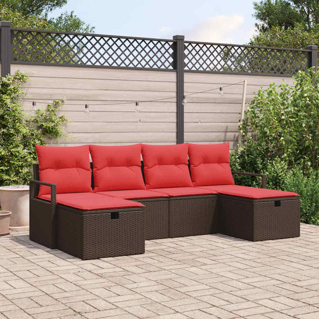 Bankstel Met Kussen Met Opslag 6 Pcs En Poly Rattan