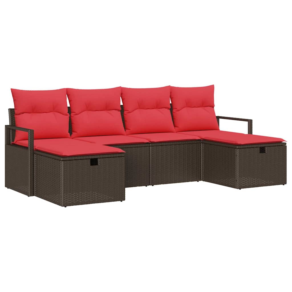 Bankstel Met Kussen Met Opslag 6 Pcs En Poly Rattan