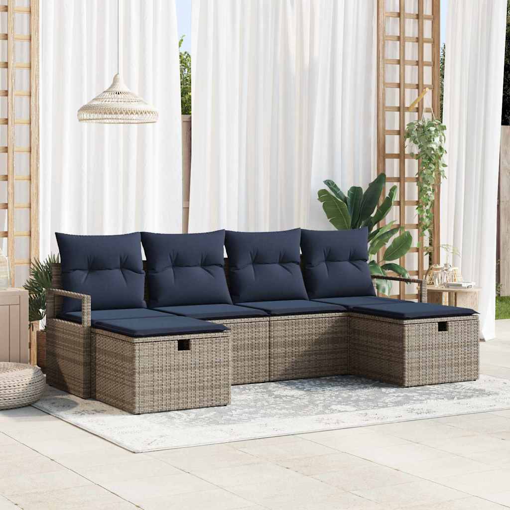 Bankstel Met Kussen Met Opslag 6 Pcs En Poly Rattan