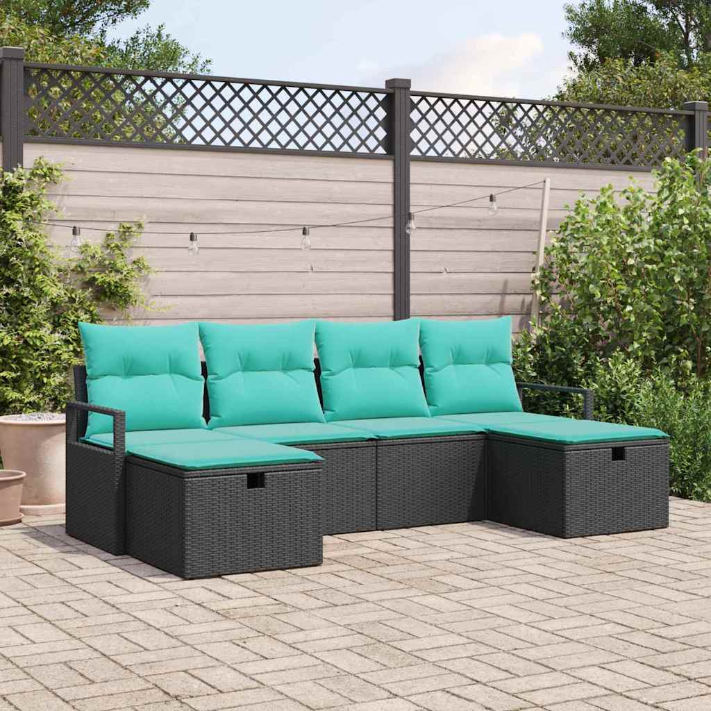 Bankstel Met Kussen Met Opslag 6 Pcs En Poly Rattan