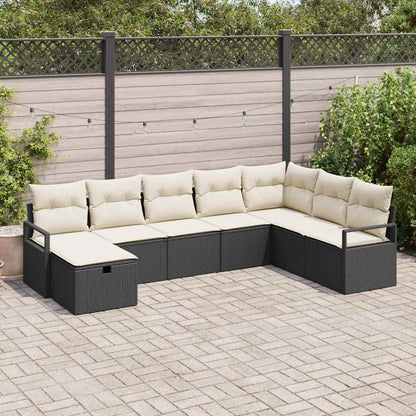 Bankstel Met Kussen Met Opslag 8 Pcs En Crème Poly Rattan
