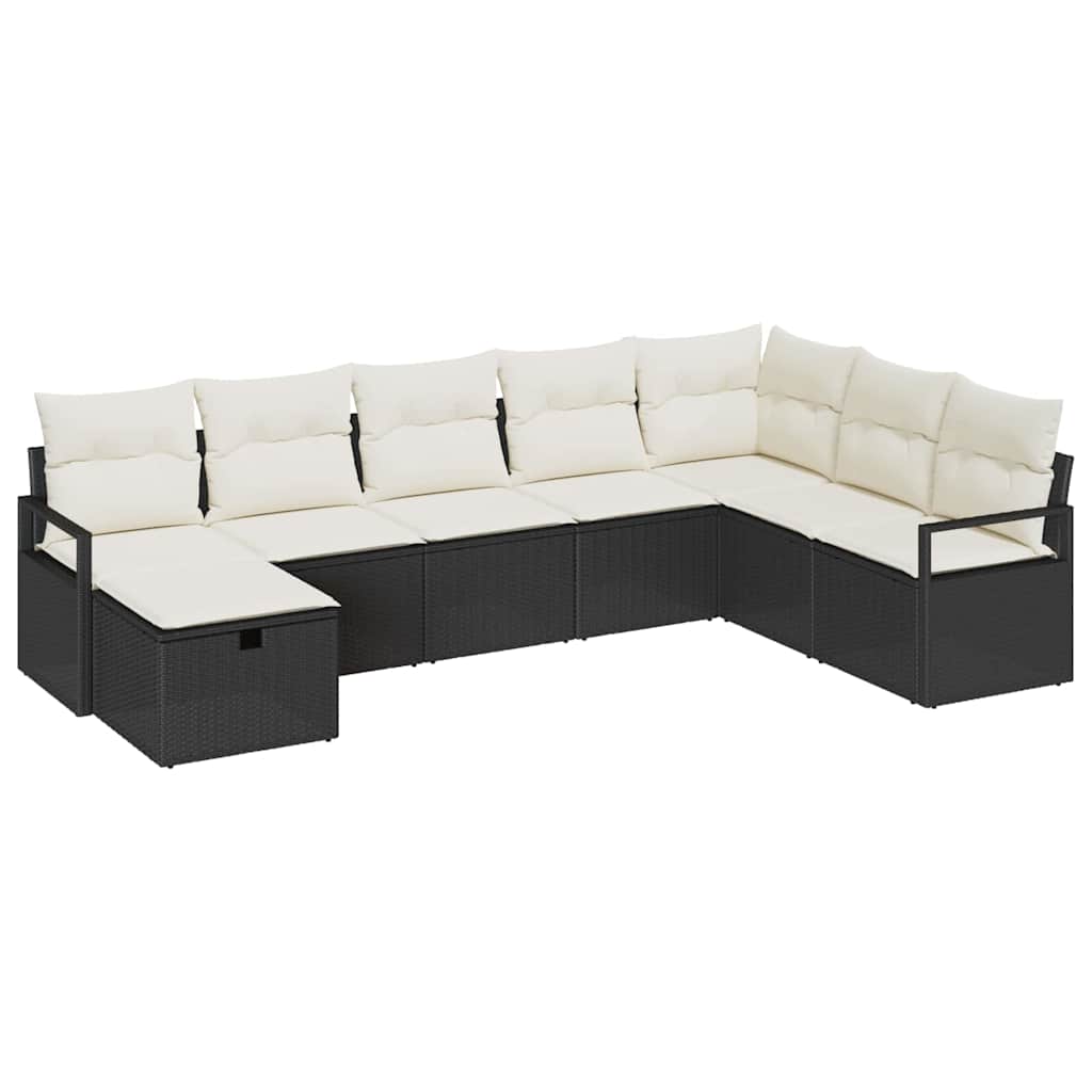 Bankstel Met Kussen Met Opslag 8 Pcs En Crème Poly Rattan