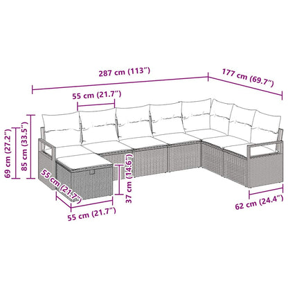 Bankstel Met Kussen Met Opslag 8 Pcs En Crème Poly Rattan