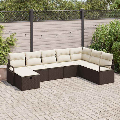 Bankstel Met Kussen Met Opslag 8 Pcs En Crème Poly Rattan