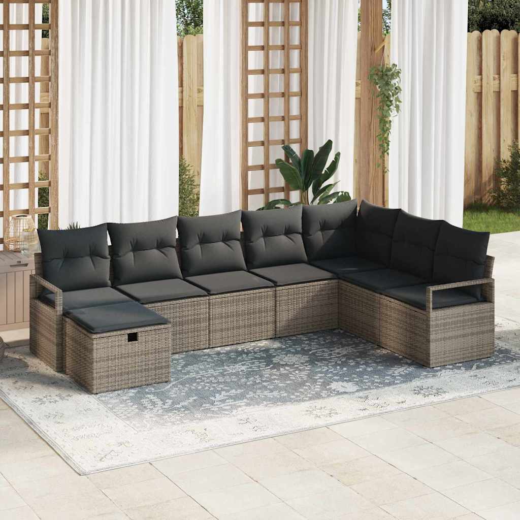 Bankstel Met Kussen Met Opslag 8 Pcs En Crème Poly Rattan