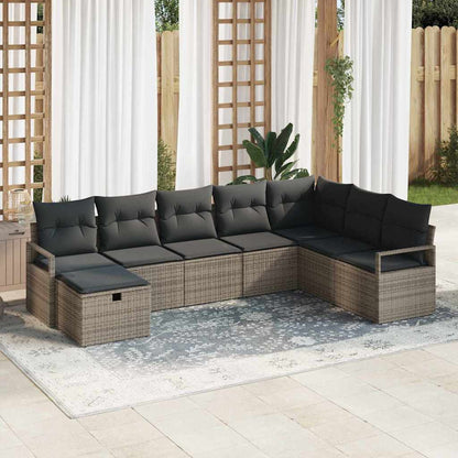 Bankstel Met Kussen Met Opslag 8 Pcs En Crème Poly Rattan