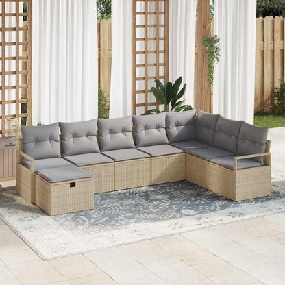 Bankstel Met Kussen Met Opslag 8 Pcs En Crème Poly Rattan