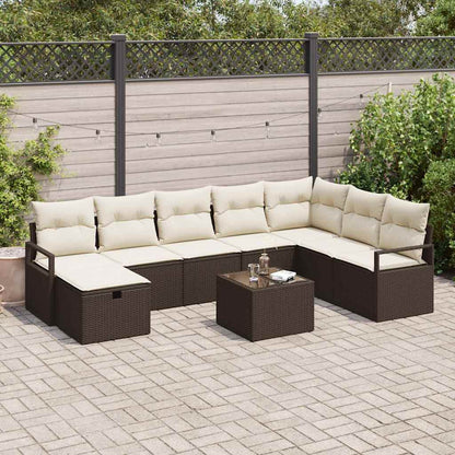 Bankstel Met Kussen Met Opslag 8 Pcs En Crème Poly Rattan