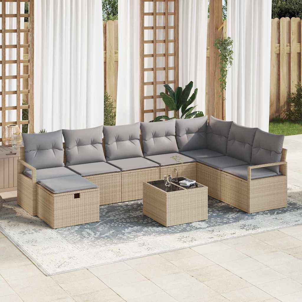 Bankstel Met Kussen Met Opslag 8 Pcs En Crème Poly Rattan
