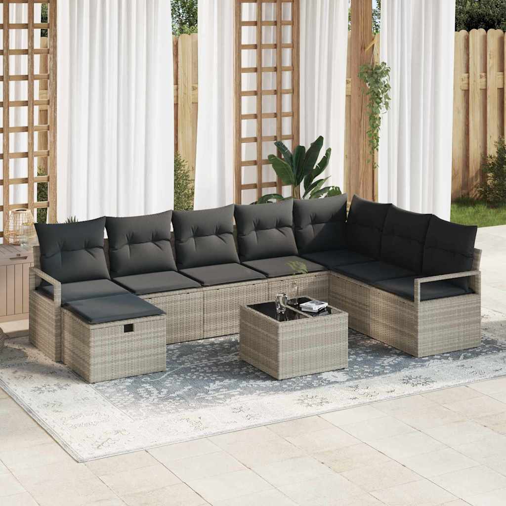 Bankstel Met Kussen Met Opslag 8 Pcs En Crème Poly Rattan