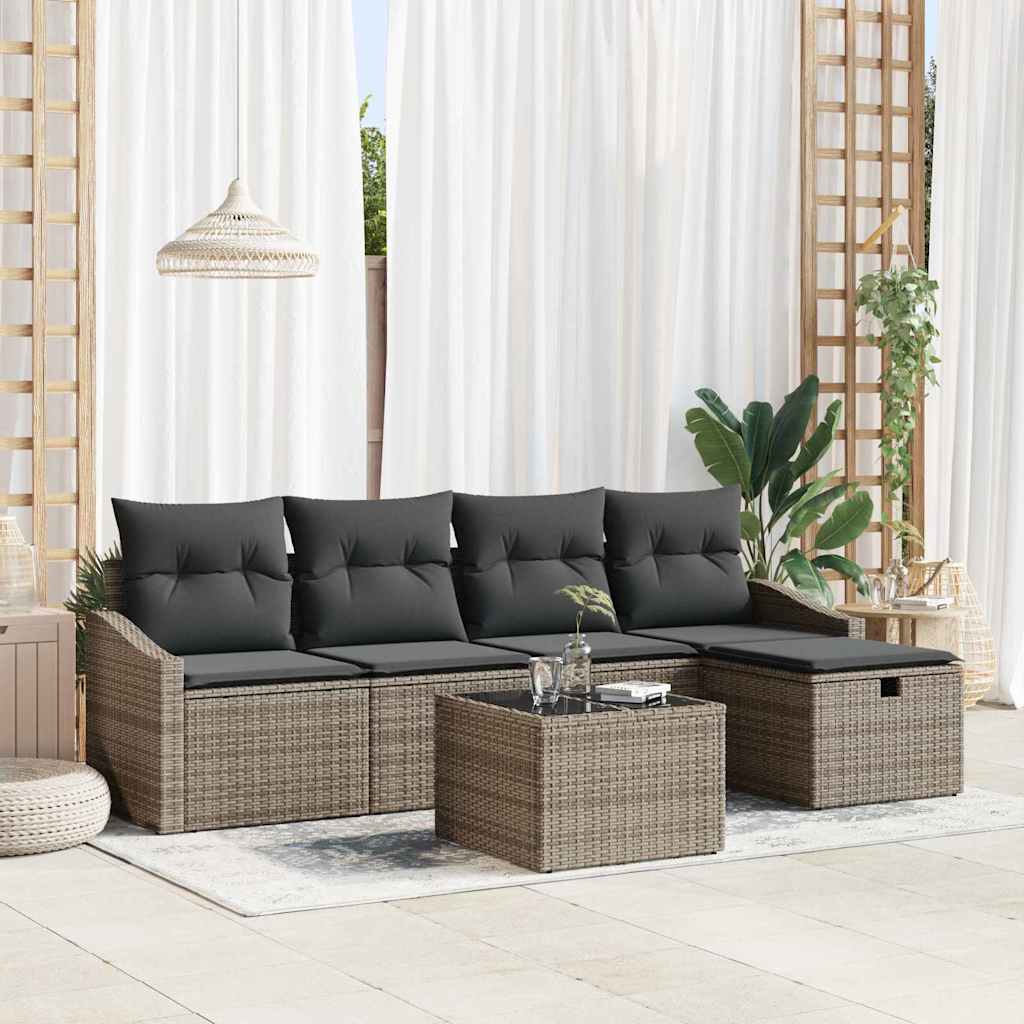 Bankstel Met Kussen 6 Pcs Poly Rattan