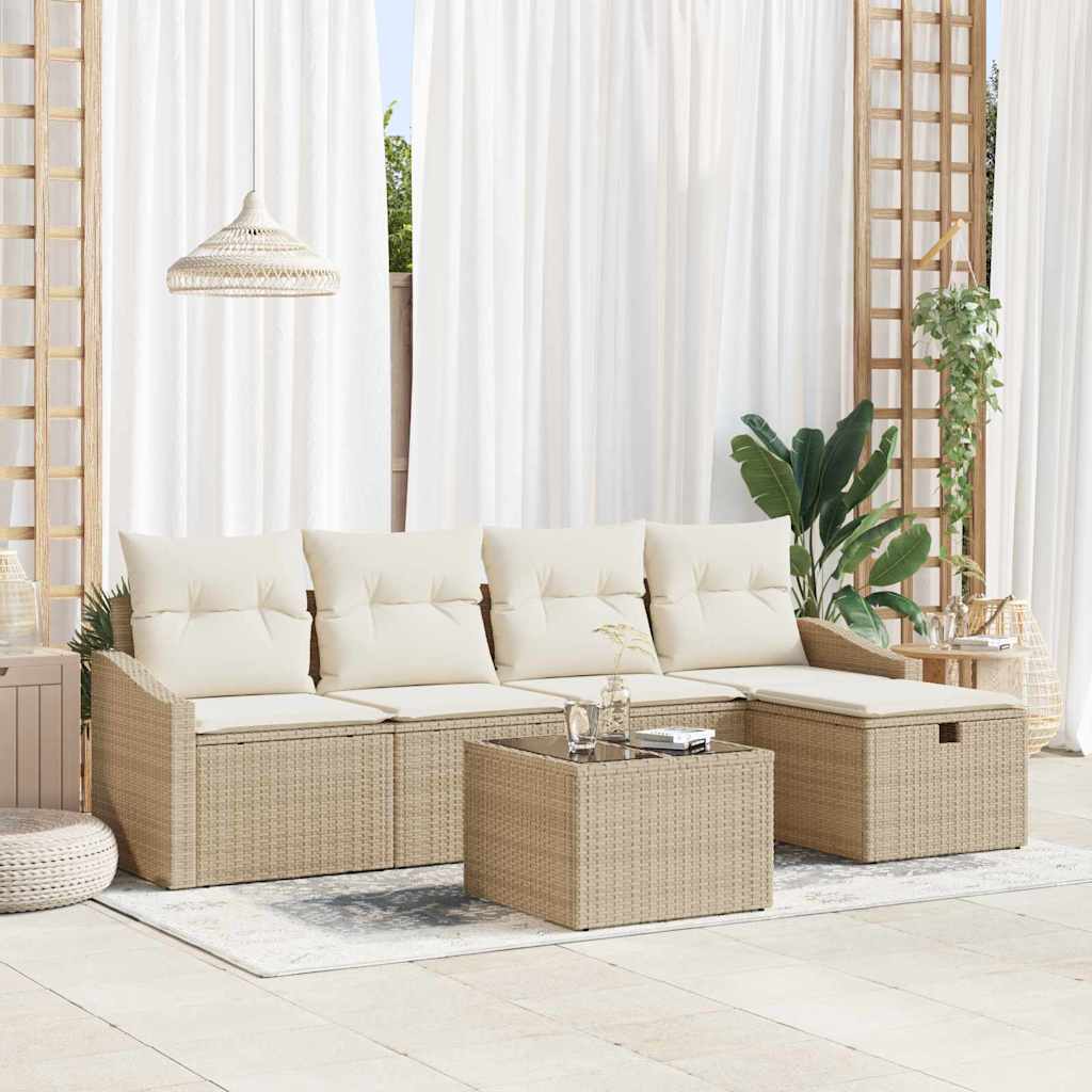 Bankstel Met Kussen 6 Pcs Poly Rattan