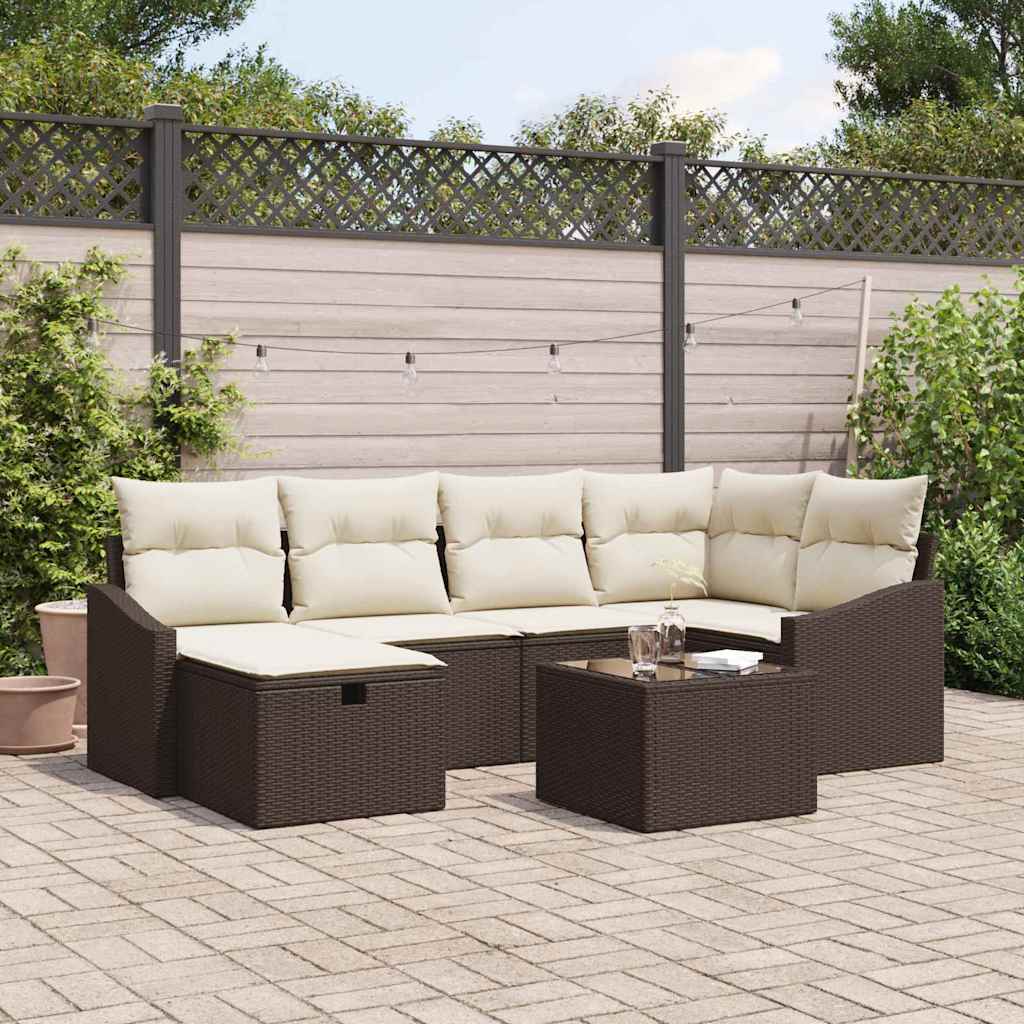 Bankstel Met Kussen 7 Pcs Poly Rattan