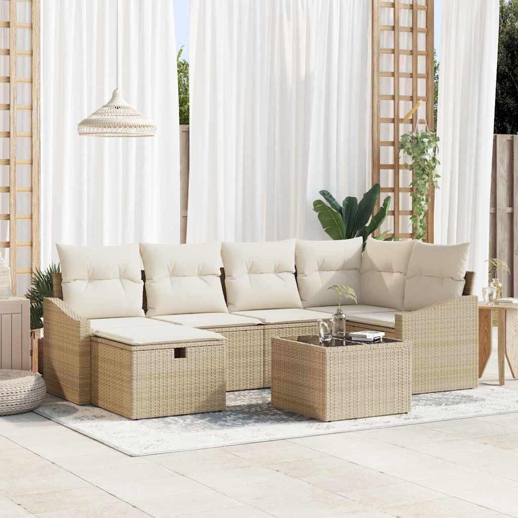 Bankstel Met Kussen 7 Pcs Poly Rattan