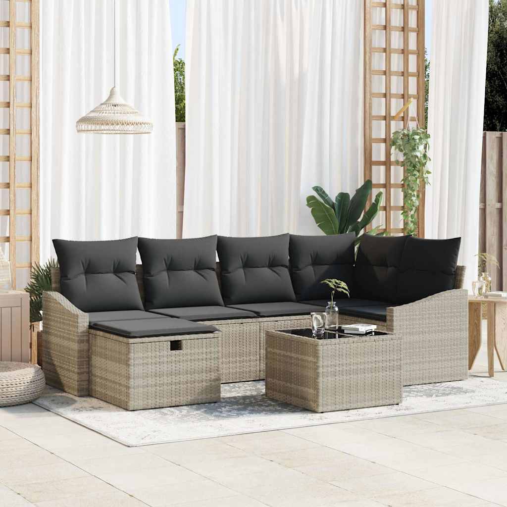 Bankstel Met Kussen 7 Pcs Poly Rattan