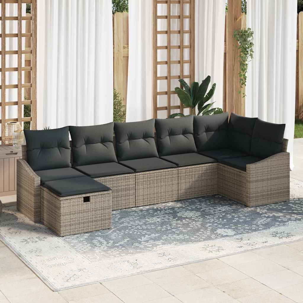 Bankstel Met Kussen 7 Pcs Poly Rattan