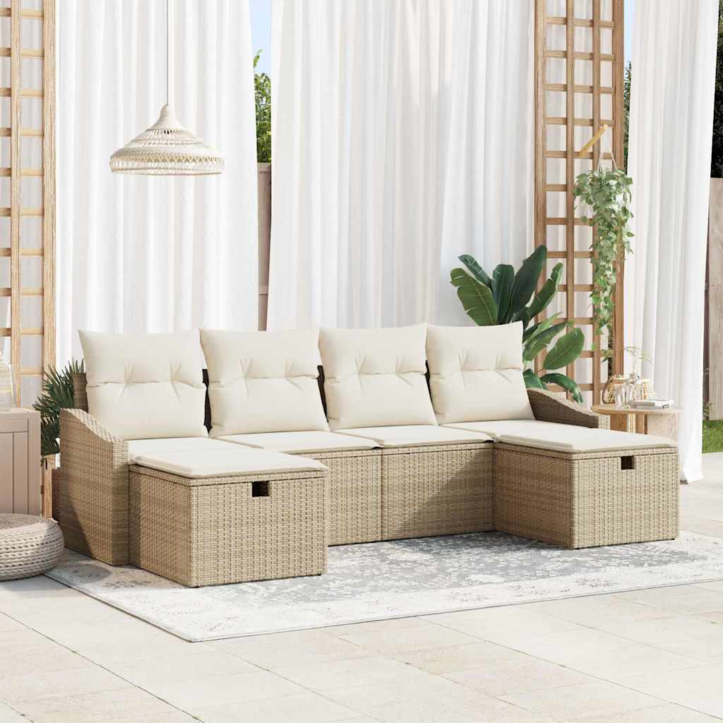 Bankstel Met Kussen 6 Pcs Poly Rattan