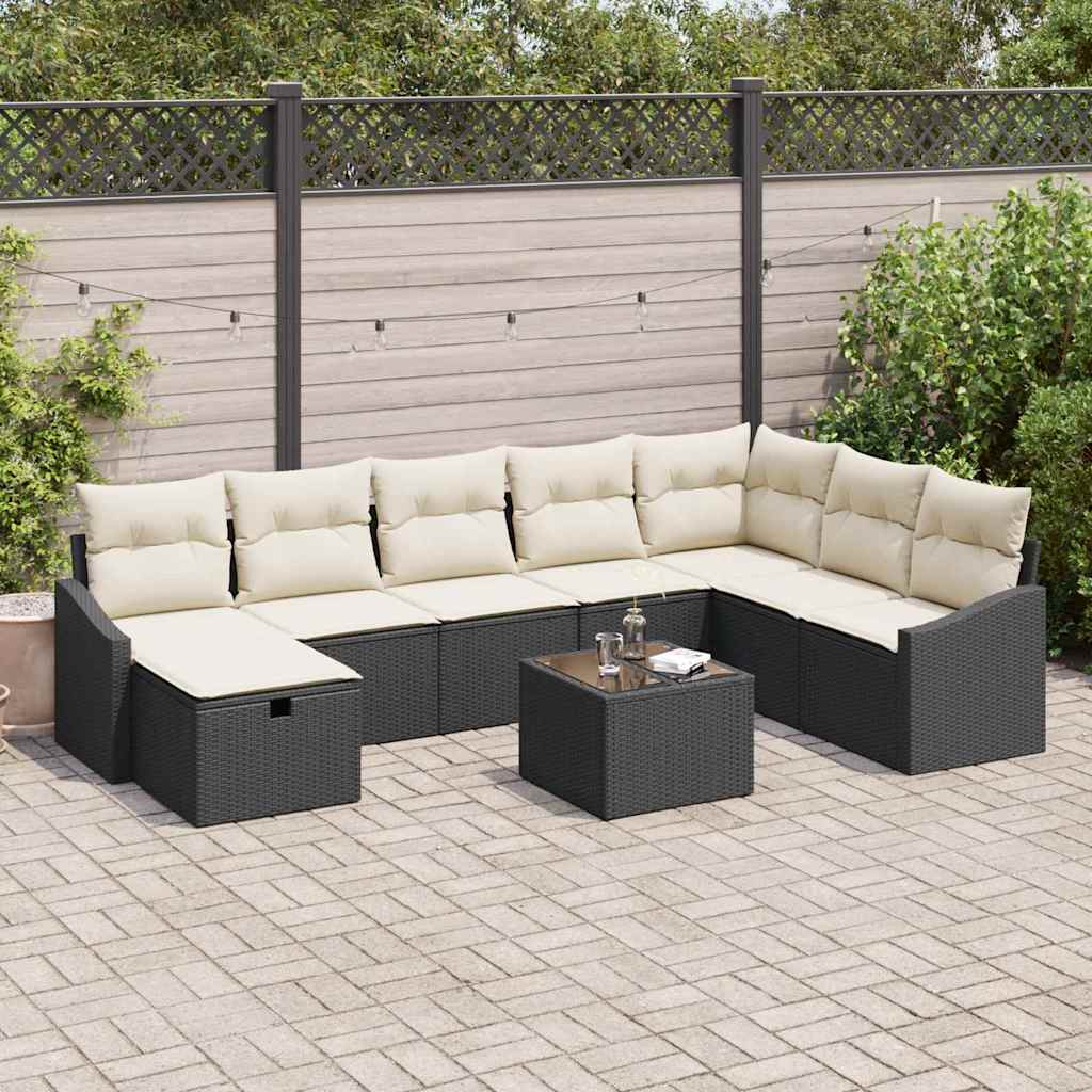 Bankstel Met Kussen 9 Pcs Poly Rattan