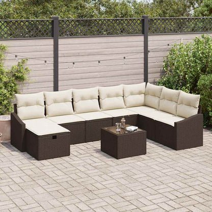 Bankstel Met Kussen 9 Pcs Poly Rattan