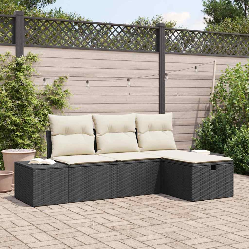 Bankstel Met Kussen 4 Pcs Poly Rattan