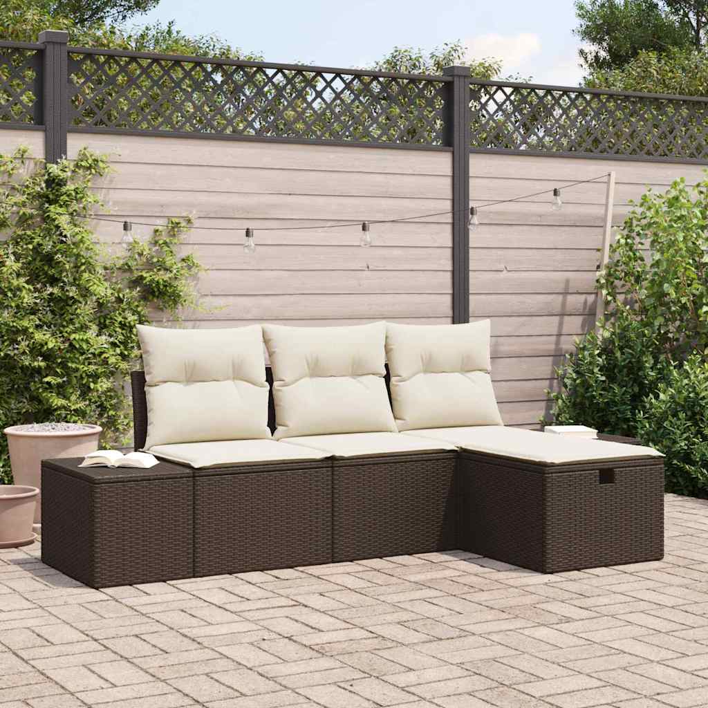 Bankstel Met Kussen 4 Pcs Poly Rattan