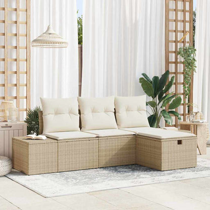 Bankstel Met Kussen 4 Pcs Poly Rattan