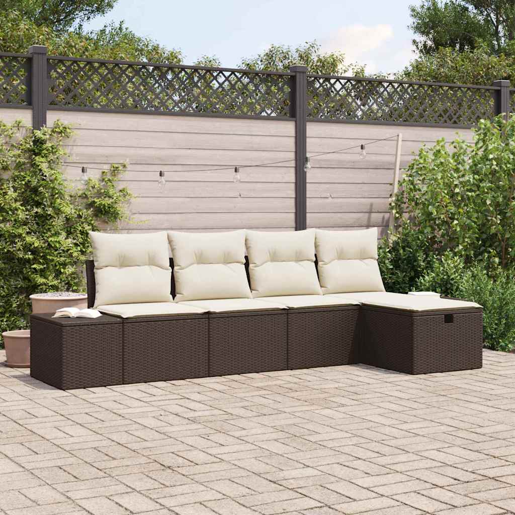 Bankstel Met Kussen 5 Pcs Poly Rattan