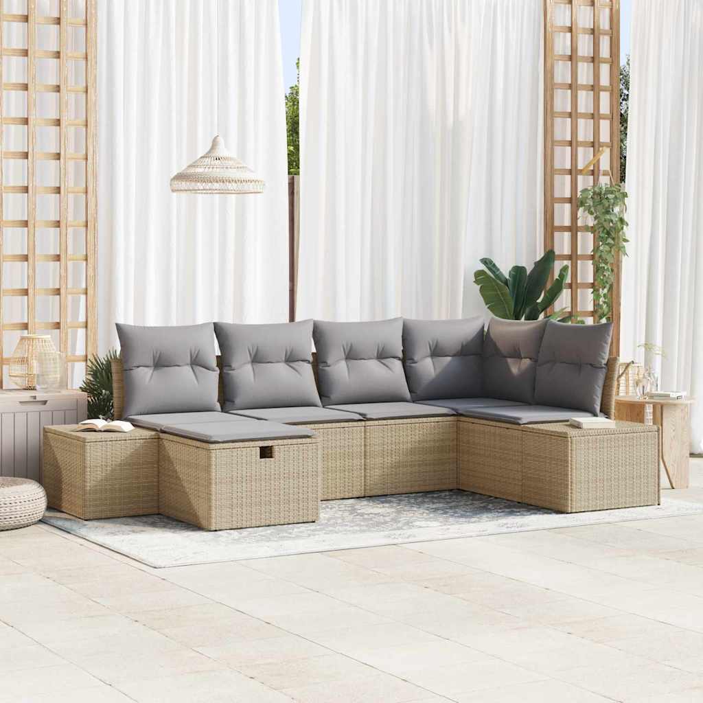 Bankstel Met Kussen 7 Pcs Poly Rattan