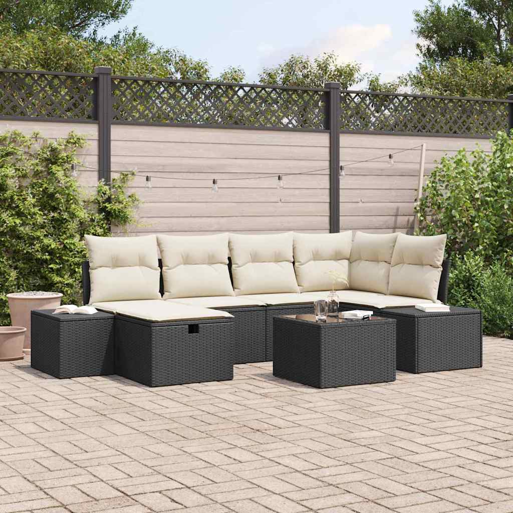 Bankstel Met Kussen 7 Pcs Poly Rattan