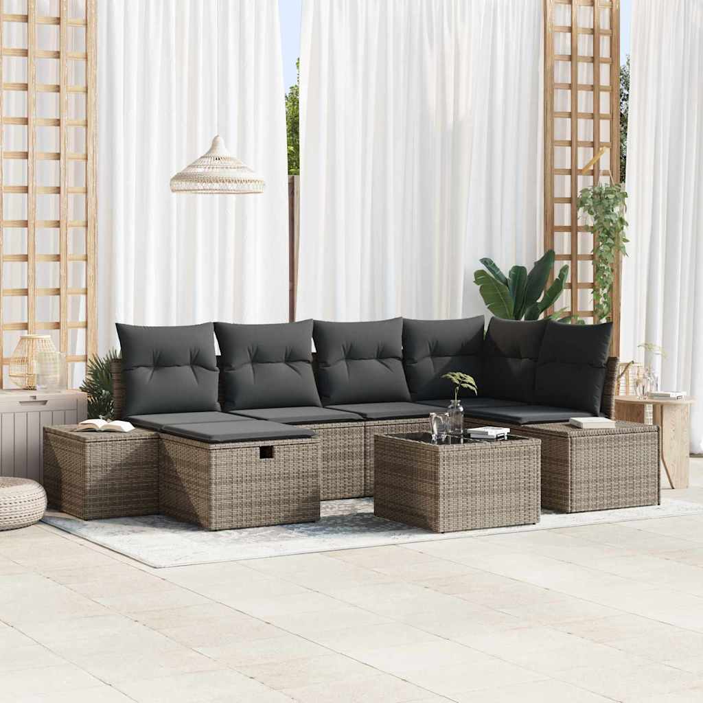 Bankstel Met Kussen 7 Pcs Poly Rattan
