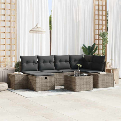 Bankstel Met Kussen 7 Pcs Poly Rattan
